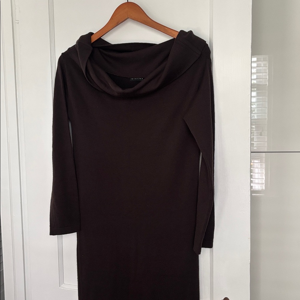 Elegant Brown Cowl Neck Dress